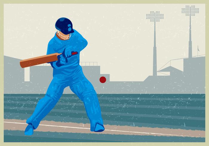 Cricket Player Hitting The Ball vector