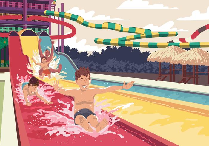 Child On Water Slide vector