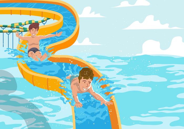 Water Slide On Swimming Pool vector