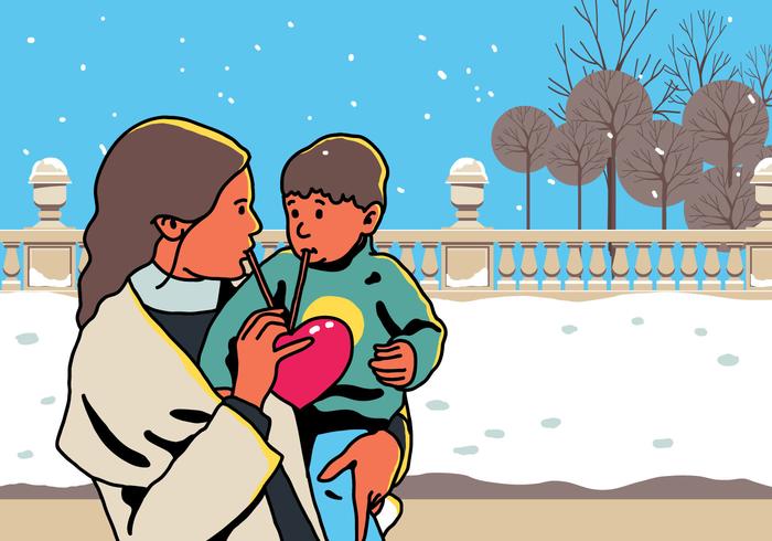 Vector Mom And Child Share Love Vector Mom And Child Share Love