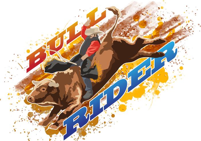 Bull Rider Riding Wild Bull vector