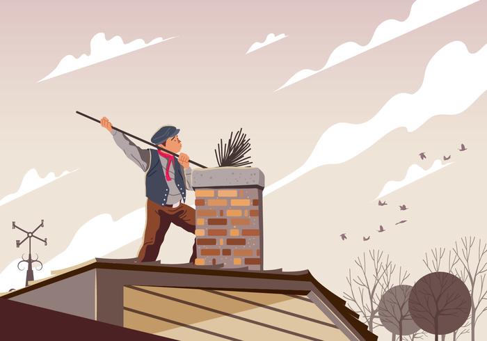 Chimney Sweep Cleaning A Pipe vector