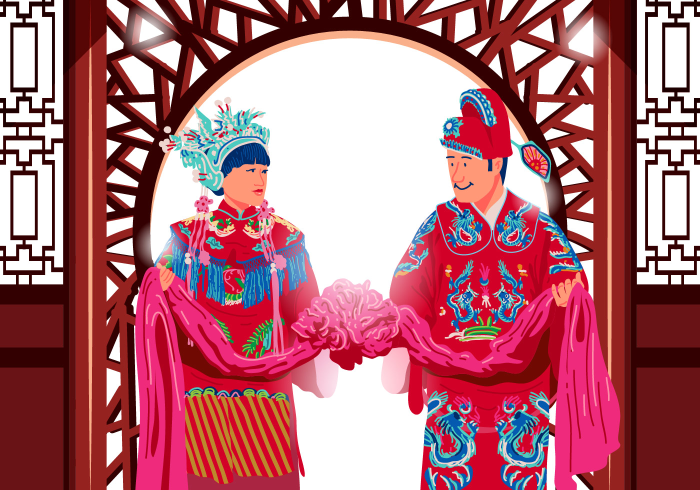 Traditional Chinese Wedding Vector 125050 Vector Art at Vecteezy