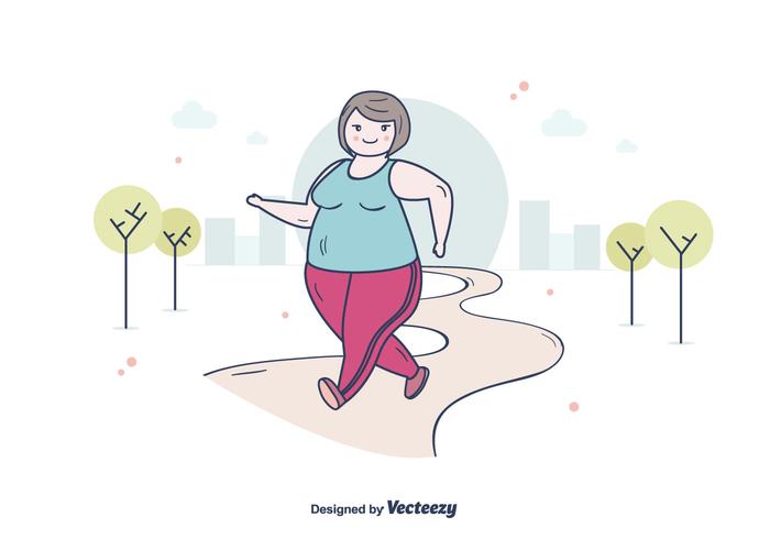 Fat Woman Jogging vector