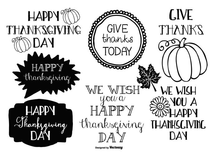 Thanksgiving Doodle Labels vector