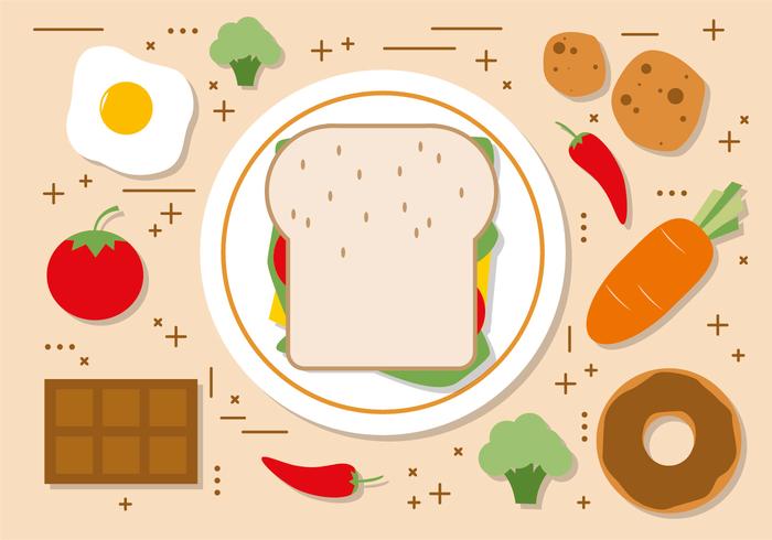 Free Flat Sandwhich Vector Illustration