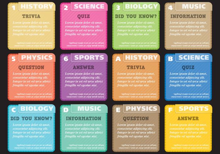 Trivia And Quiz Cards vector