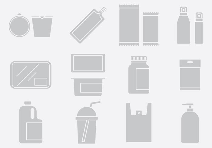 Iconos de paquete de plástico gris Set 1 vector