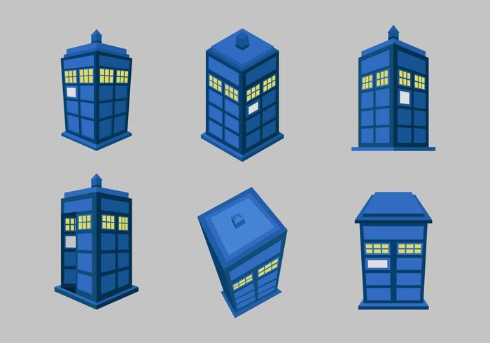 Tardis blue police box flat vector