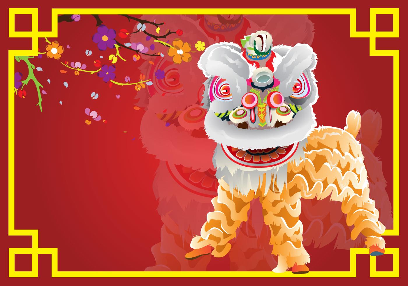 Lion Dance Card Background 125184 Vector Art at Vecteezy