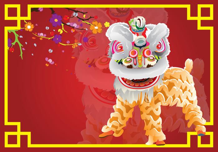 Lion Dance Card Background vector