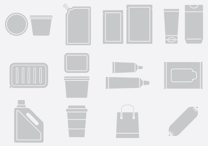 Iconos de paquete de plástico gris Set 2 vector