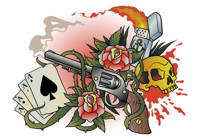 Gun Old School Tattoo Vector Gun Old School Tattoo Vector