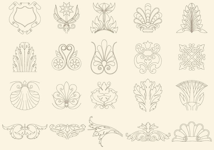 Decoraciones de línea fina vector