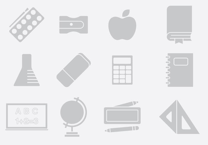 Gray School Stuff Iconos vector