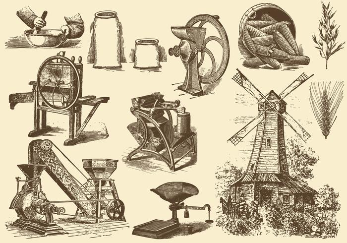 Grain And Mill Illustrations vector