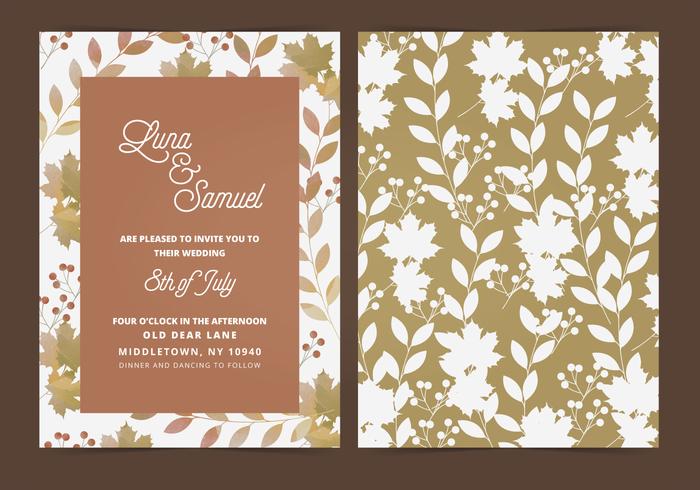 Vector Fall Leaf Wedding Invite