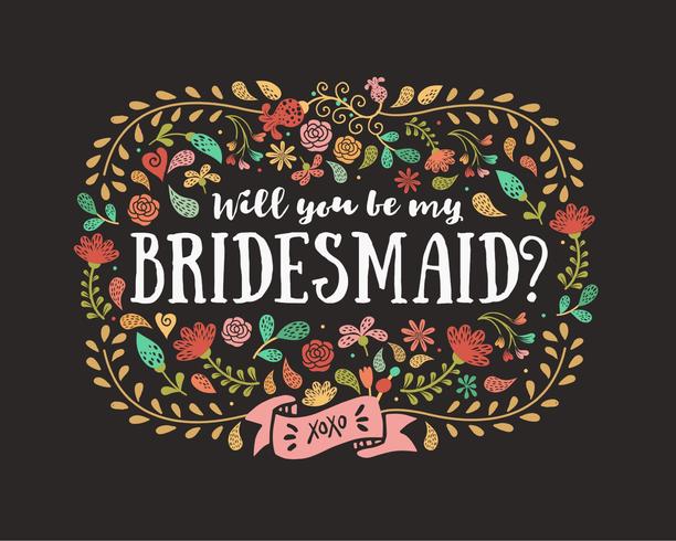 Vector Will You Be My Bridesmaid Card
