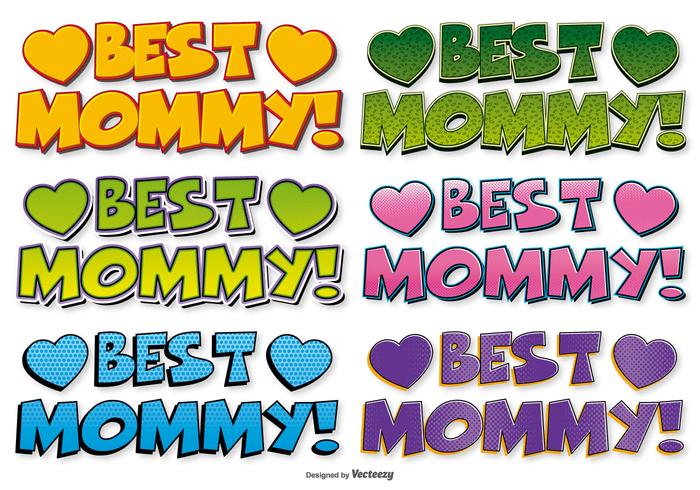 Best Mommy Comic Style Labels vector