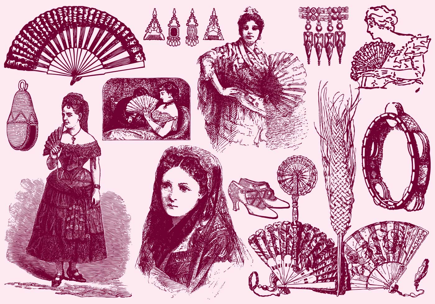 Spanish Women And Accessories 125376 Vector Art at Vecteezy