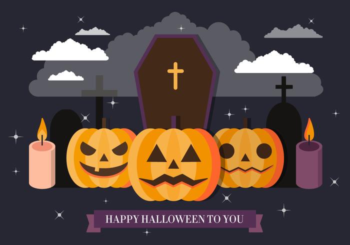 Ilustración Spooky Halloween Vectorial Gratis vector