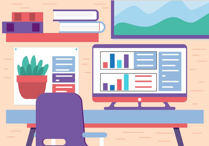 Flat Design Vector Office Room Design