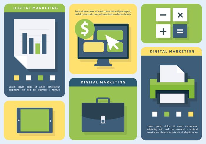 Ilustración de vector de negocios de marketing digital brillante