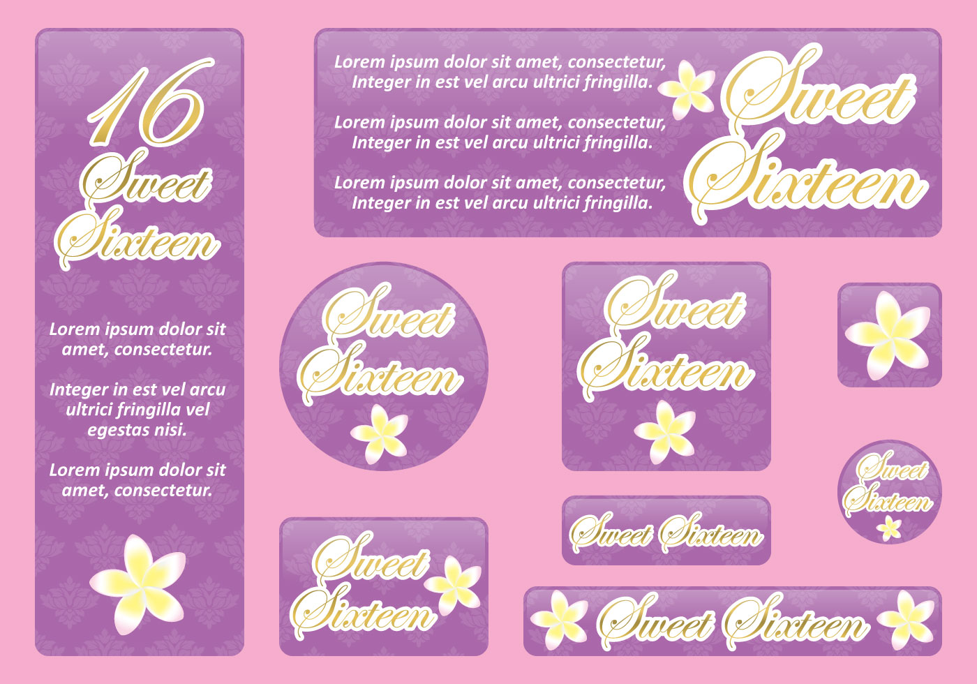 Download Sweet 16 Banners - Download Free Vectors, Clipart Graphics ...