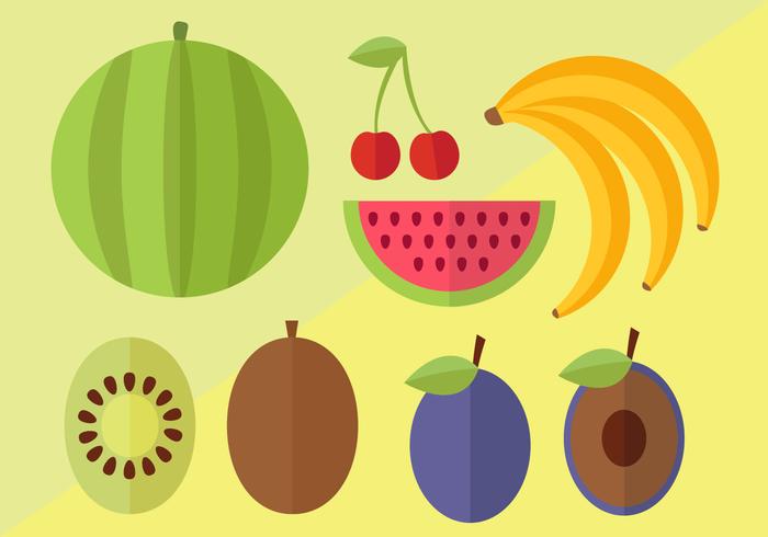 Pack de frutas planas paquete vector