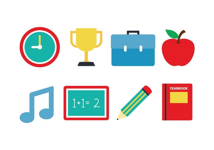 Free School Flat Icon Set vector