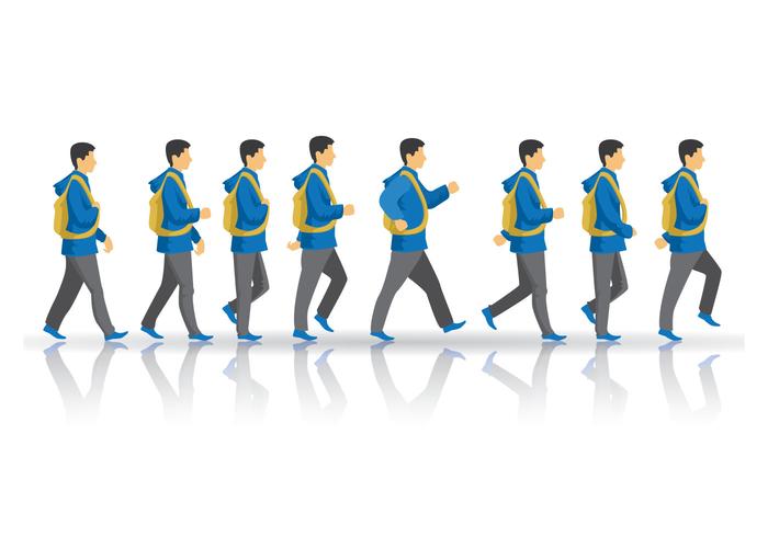 Free Teen Boy Walking Cycle Vector