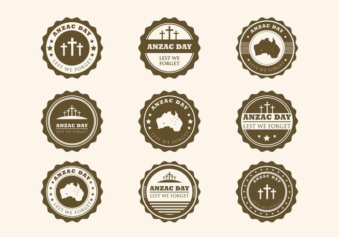 Vintage Anzac Badges Vector Vintage Anzac Badges Vector