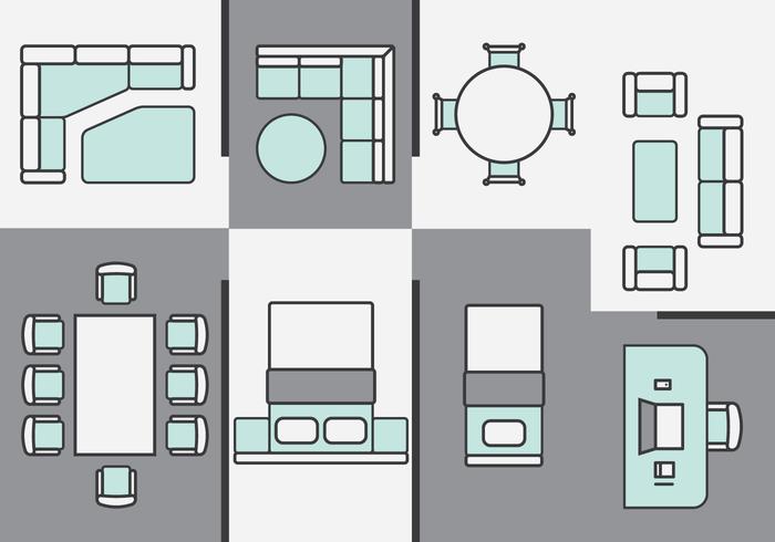 Arquitectura Planos Muebles Iconos vector