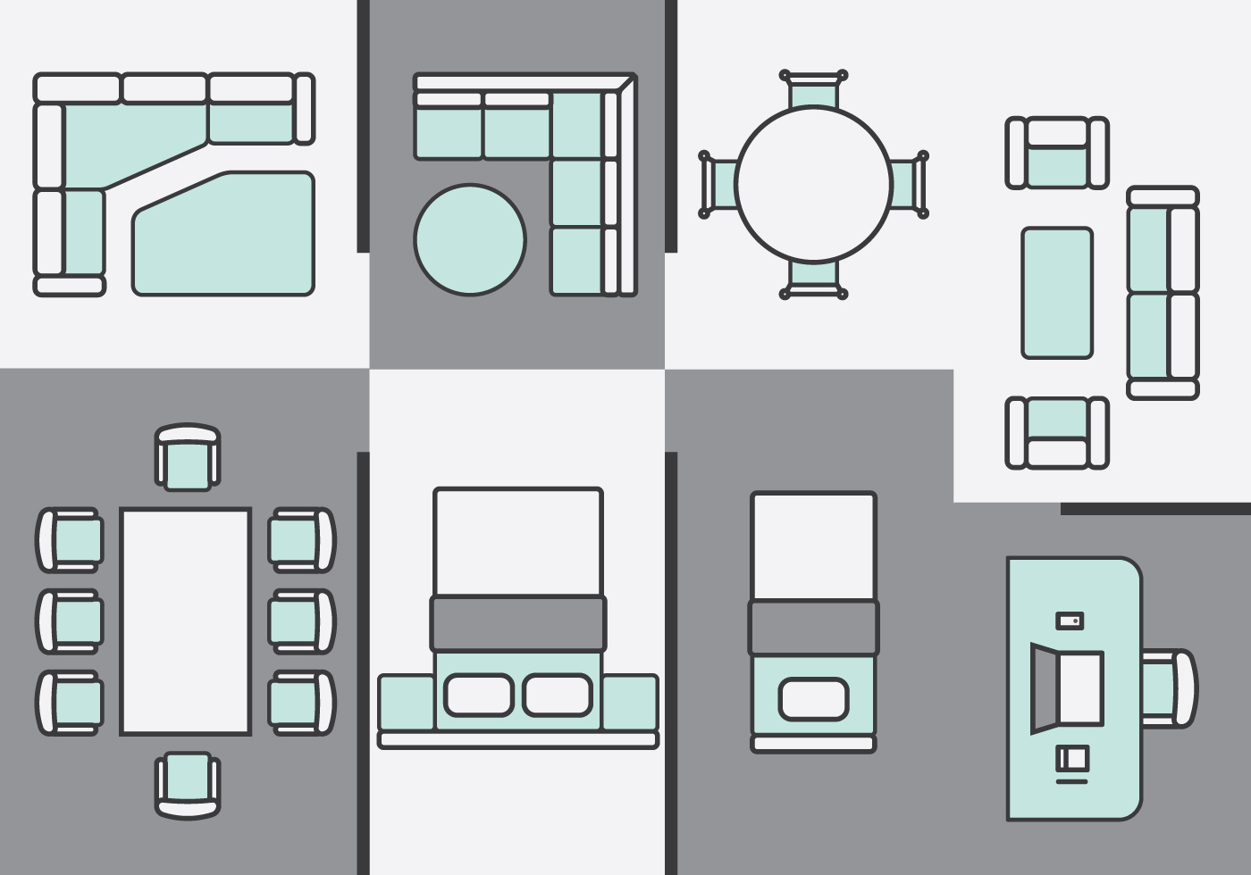 Architecture Plans Furniture Icons 125542 Vector Art at