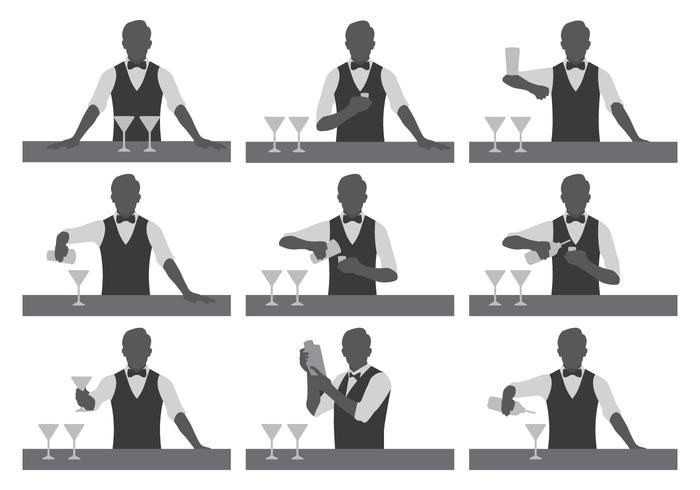 Bartender Vector Silhouettes