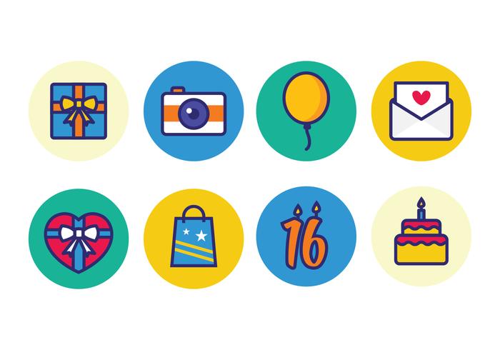 Iconos de cumpleaños gratis vector