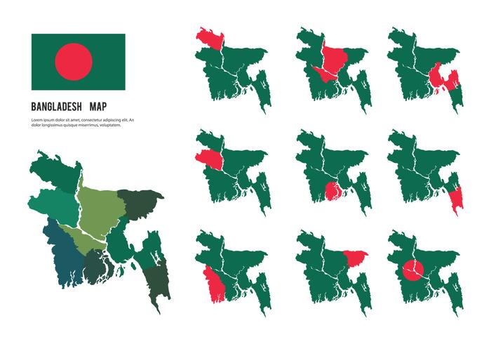 Vectores de mapa de Bangladesh gratis