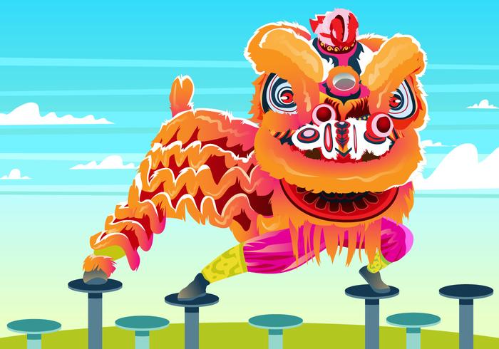 Lion Dance Poses vector