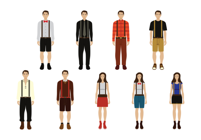 Hombre, mujer, Suspenders vector