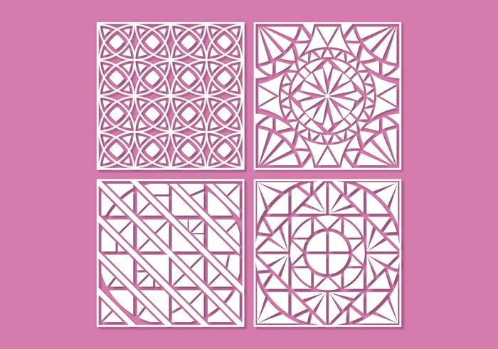 White geometric laser cut ornament vectors