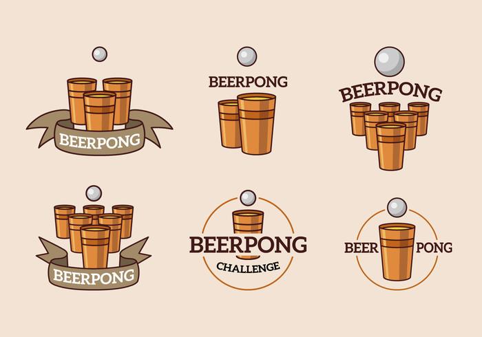 Beer pong taza y balón logo vector