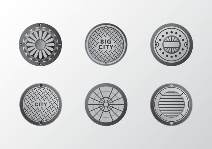 Metal gradient Manhole ornament vector pack