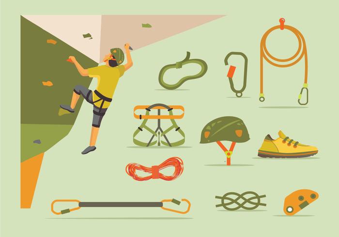 Wall climbing gear set  vector