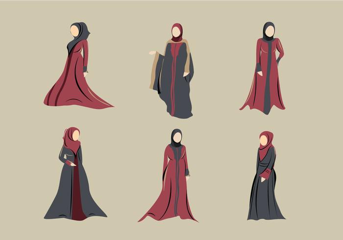 Abaya vestido de hijab musulmán vector