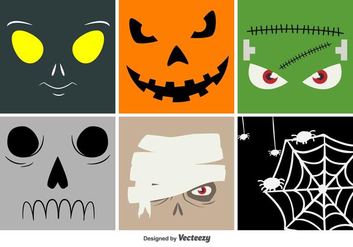 Halloween Cartoon Vector Faces
