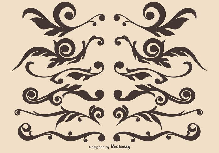 Vector conjunto de dibujado a mano ornamental divisores