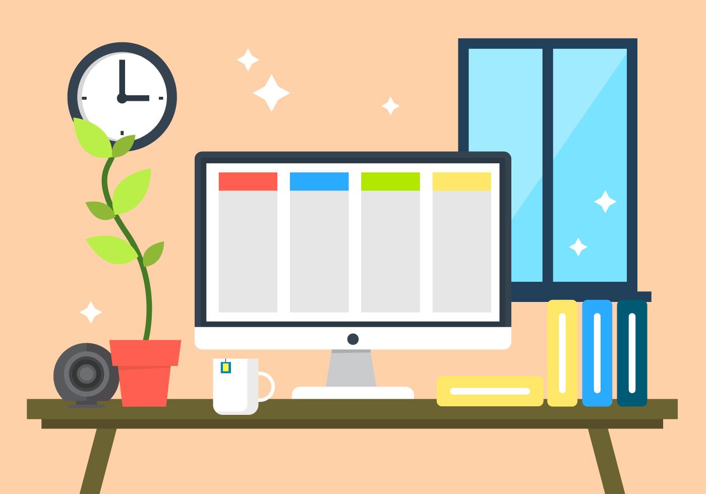 Flat Desk Illustration 125788 Vector Art at Vecteezy