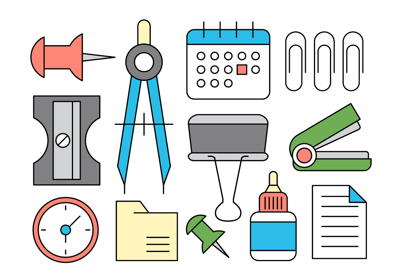 Office Supplies Vector Icons 125803 Vector Art at Vecteezy