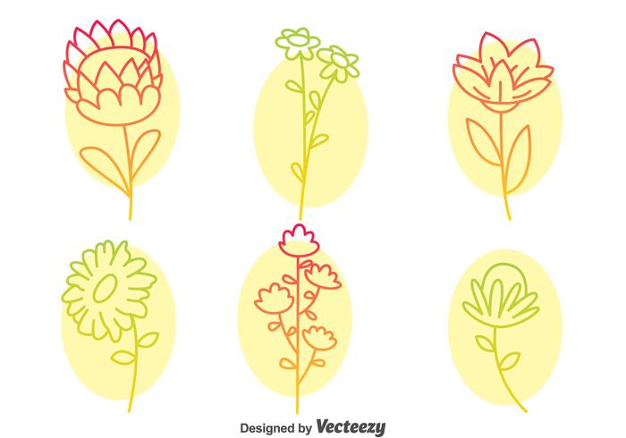 Flowers Collection Line Icons Vector