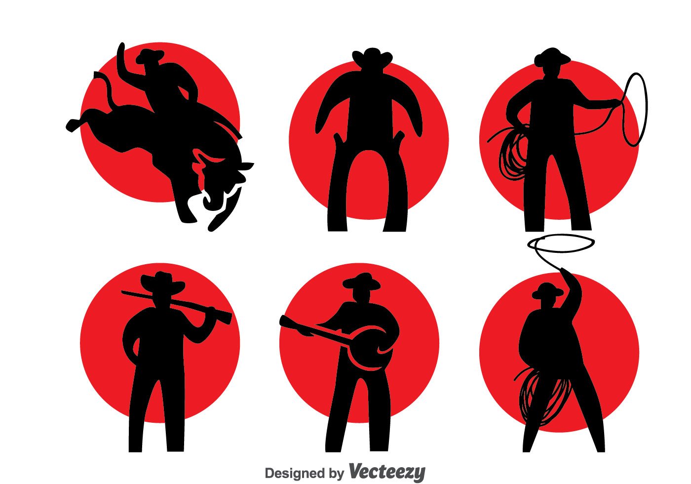 Cowboy Silhouette Vector Set 125822 Vector Art at Vecteezy